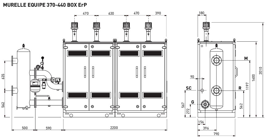 Нажмите для увеличения Размеры Sime Murelle Equipe 370-440 Box ErP